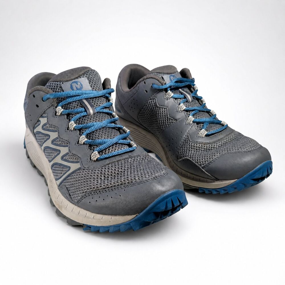 Merrell J066485 Men’s Trail Hiking Shoes Size 11 Gray Blue Outdoor Sneakers